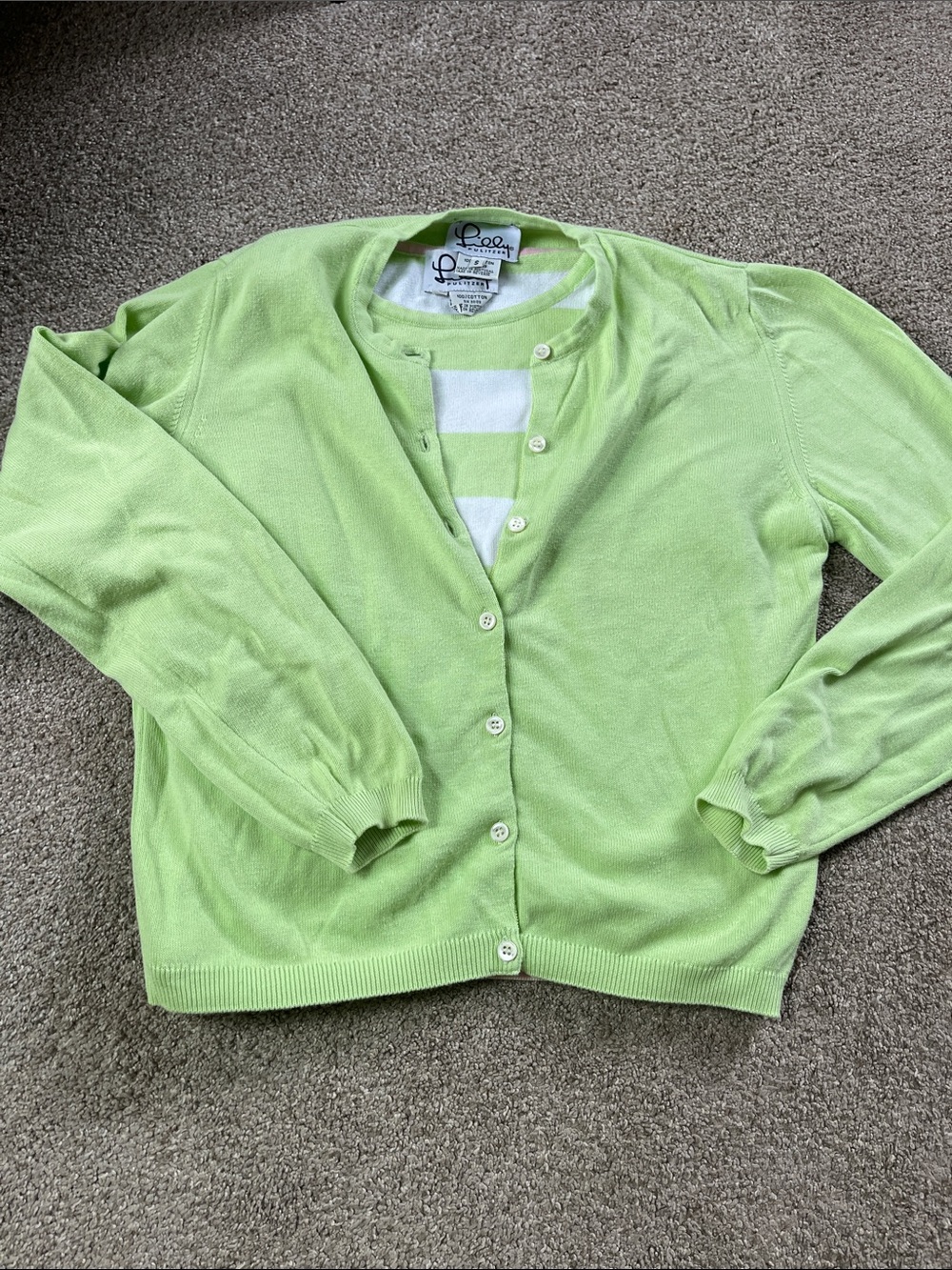Vintage White Label Lilly Pulitzer Pistachio Striped Tank Cardigan Set Portugal